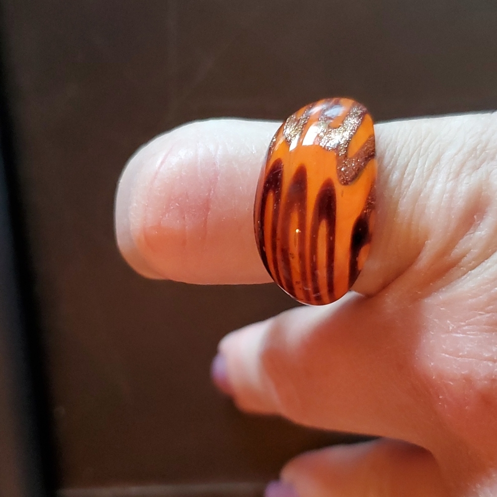 NEW Handmade glass ring Orange and Brown